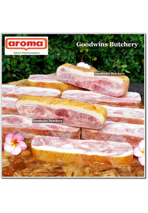 Pork bacon STREAKY BACON STEAK 1" 2.5cm frozen Aroma Bali (price/550g 2pcs)